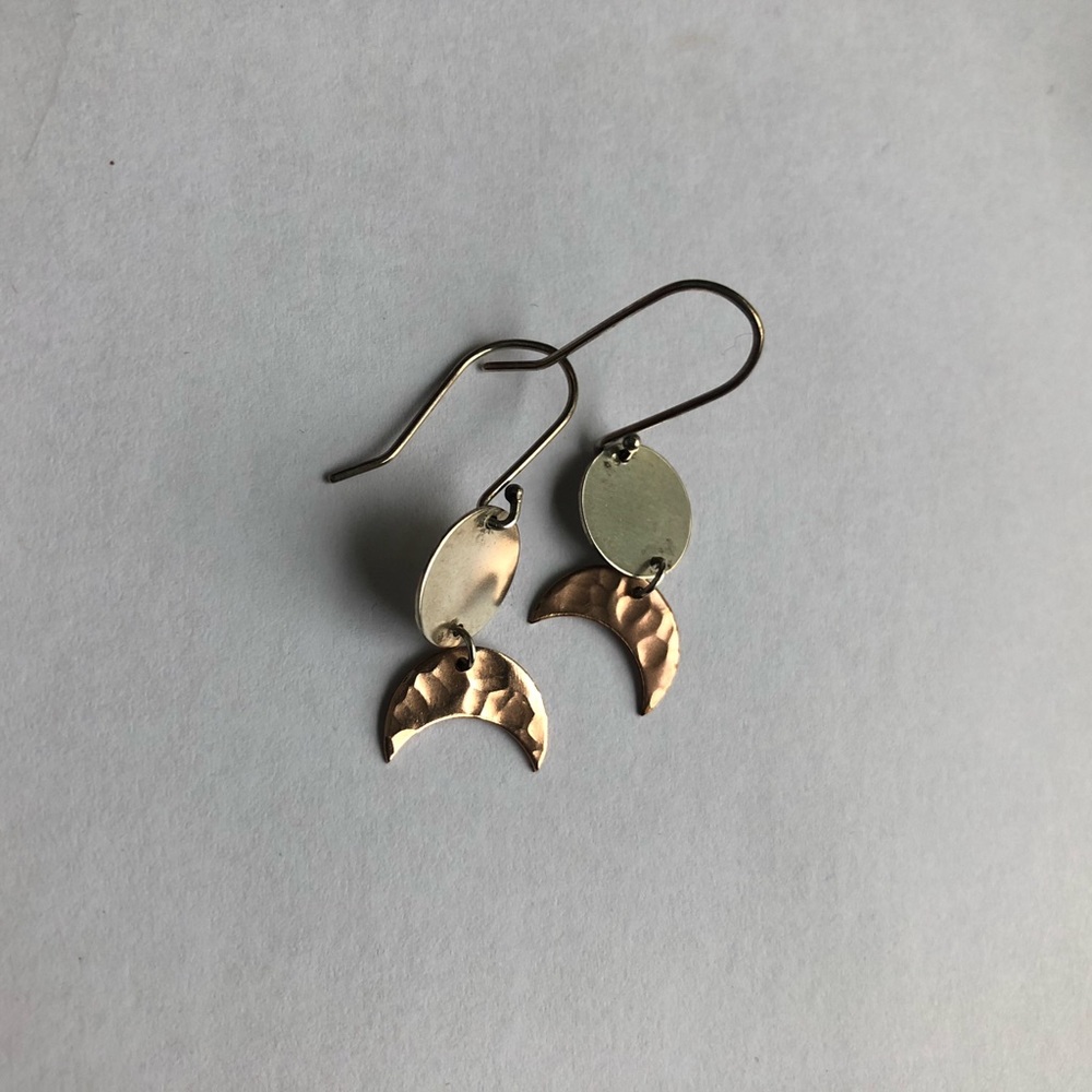 Copper moon earrings